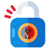 Icon of a lock with the roaring kitty logo in the center