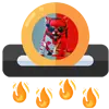 Icon of a token with roaring kitty logo getting burnt